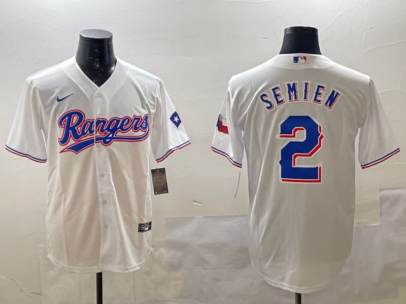 Men Texas Rangers 2 Semien White Game 2025 Nike MLB Jersey style 5